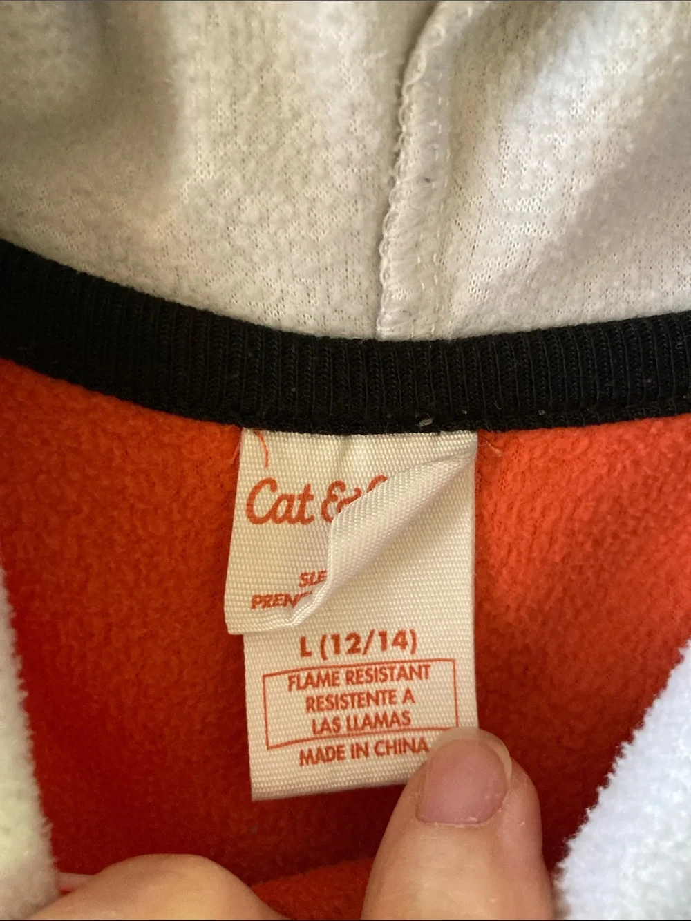 Boys Cat & Jack orange astronaut one piece hooded pajamas size L (12/14)